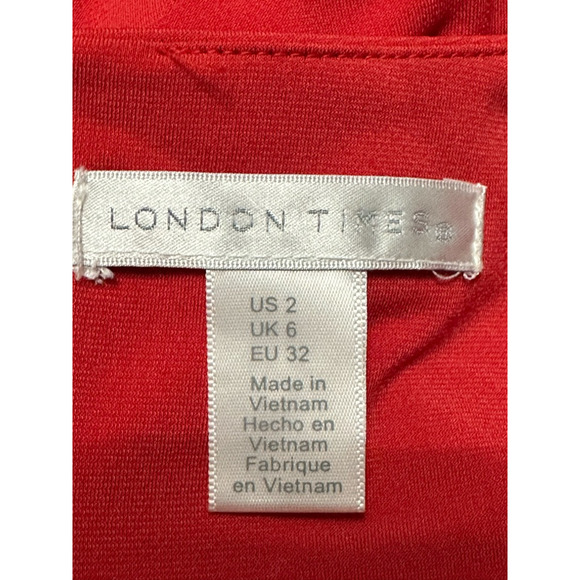 London Times Sheath Dress Stretchable Polyester Cowl Neck Side Twist Red 2 NWOT - Picture 8 of 9